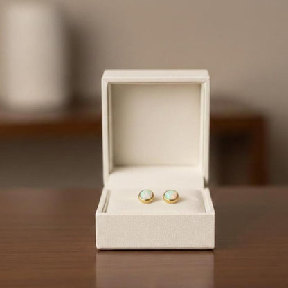 Opal Mini Stud 925 sterling Silver Gemstone earring Solitaire Studs Minimalist Jewelry 6