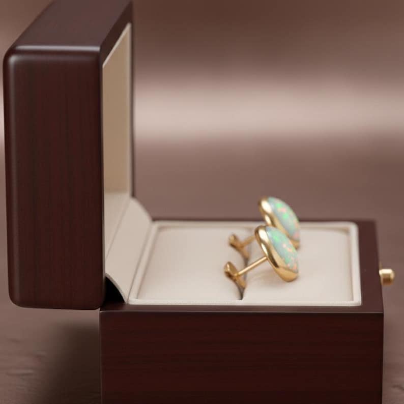 Opal Mini Stud 925 sterling Silver Gemstone earring Solitaire Studs Minimalist Jewelry 8