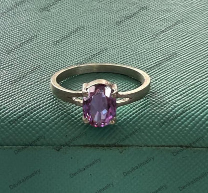 Oval Alexandrite Ring, 14k Yellow Vermeil, Color Changing Gemstone 1