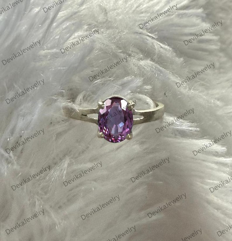 Oval Alexandrite Ring, 14k Yellow Vermeil, Color Changing Gemstone 6