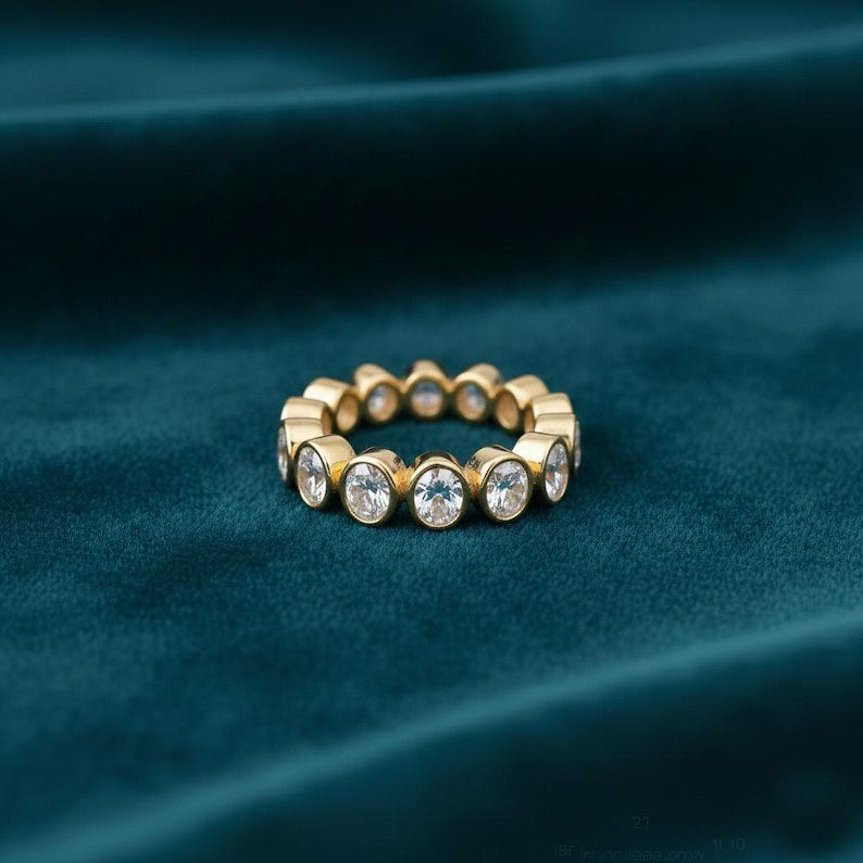 Oval Diamond Wedding Band 925 Sterling Silver Full Eternity Ring Promise Ring 4