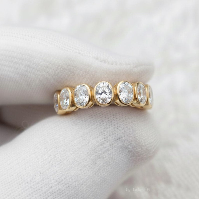 Oval Diamond Wedding Band 925 Sterling Silver Full Eternity Ring Promise Ring5