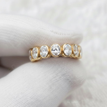 Oval Diamond Wedding Band 925 Sterling Silver Full Eternity Ring Promise Ring5