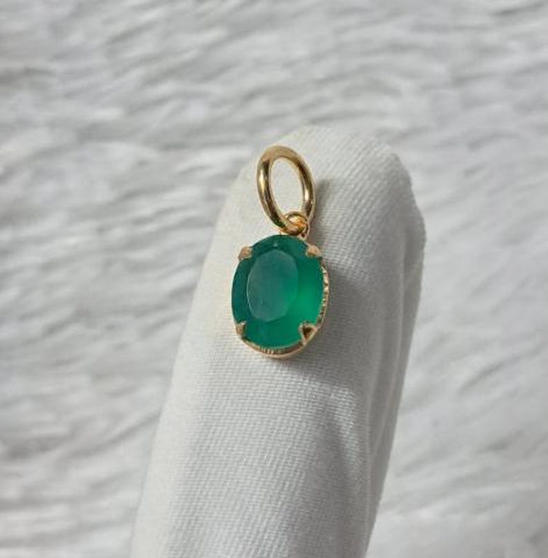 Oval Emerald Solitaire Wedding Pendant, 14k Gold Charm Vintage Jewelry devike