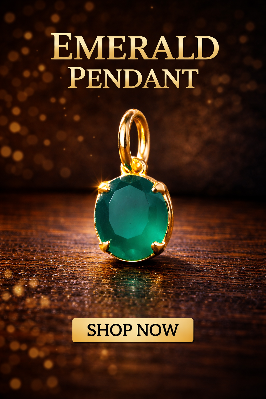 Oval Emerald Solitaire Wedding Pendant, 14k Gold Charm Vintage Jewelry devikagemsjewels