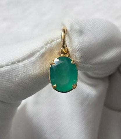 Oval Emerald Solitaire Wedding Pendant, 14k Gold Charm Vintage Jewelry deavikaa