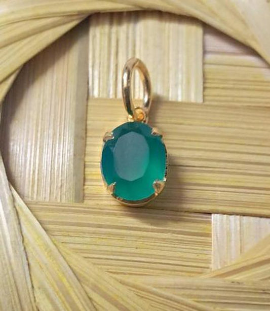 Oval Emerald Solitaire Wedding Pendant, 14k Gold Charm Vintage Jewelry DEVKA GEMS JERWELS