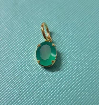 Oval Emerald Solitaire Wedding Pendant, 14k Gold Charm Vintage Jewelry DEVIKA