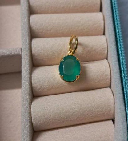 Oval Emerald Solitaire Wedding Pendant, 14k Gold Charm Vintage Jewelry devika