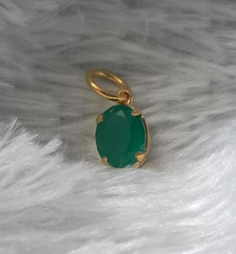 Oval Emerald Solitaire Wedding Pendant, 14k Gold Charm Vintage Jewelry davika