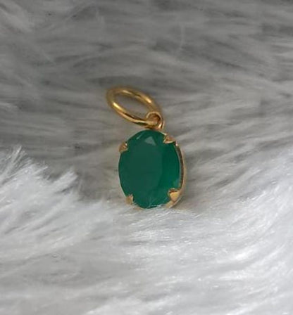 Oval Emerald Solitaire Wedding Pendant, 14k Gold Charm Vintage Jewelry davika