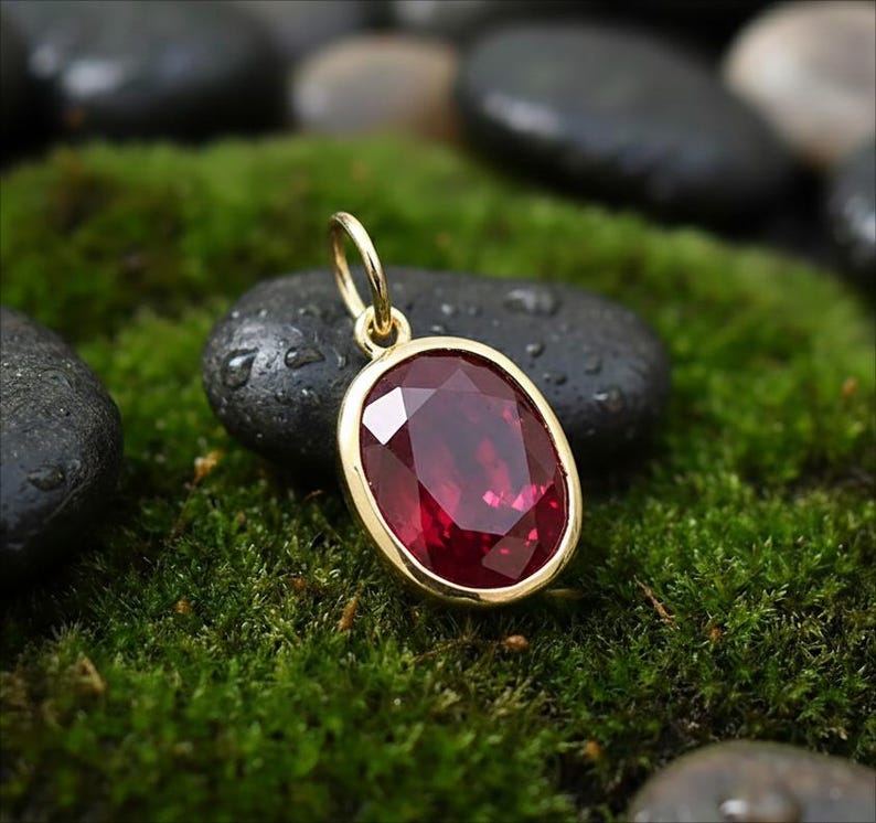 Oval Ruby Pendant 925SterlingSilver Charm Statement Jewelry Handmade Charm 1
