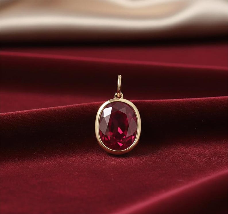 Oval Ruby Pendant 925SterlingSilver Charm Statement Jewelry Handmade Charm  2