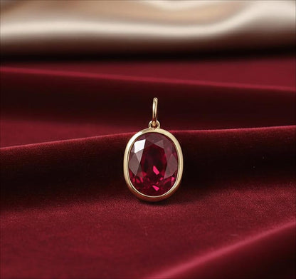 Oval Ruby Pendant 925SterlingSilver Charm Statement Jewelry Handmade Charm  2