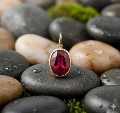 Oval Ruby Pendant 925SterlingSilver Charm Statement Jewelry Handmade Charm  4