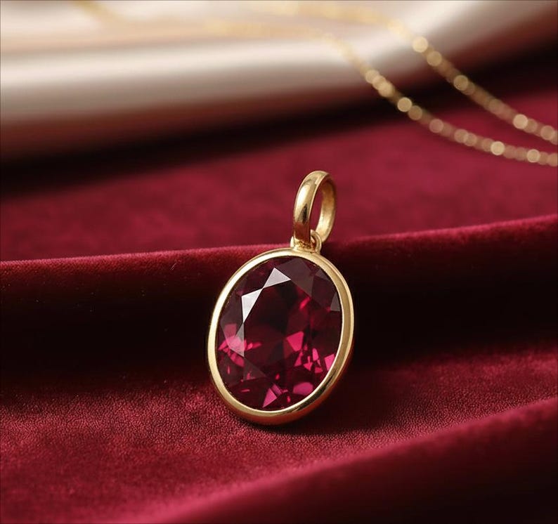 Oval Ruby Pendant 925SterlingSilver Charm Statement Jewelry Handmade Charm  6