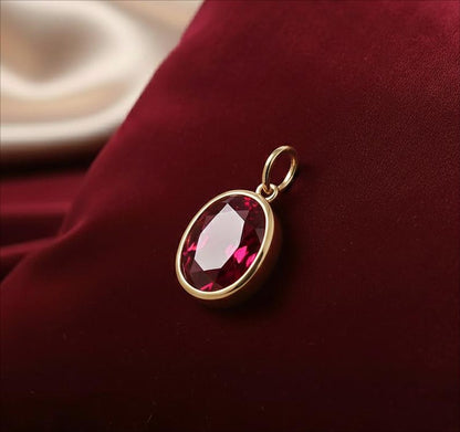 Oval Ruby Pendant 925SterlingSilver Charm Statement Jewelry Handmade Charm  7