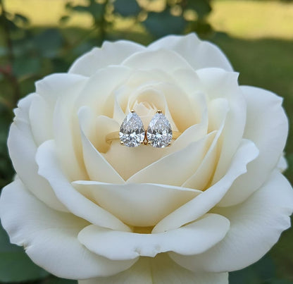 Pear Diamond Two Stone Ring | Toi Et Moi Engagement Jewelry in Sterling Silver daveka