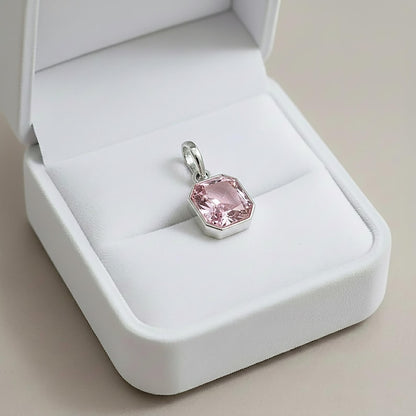 Pink Sapphire Octagon Pendant 925 Silver USA devikajewelry