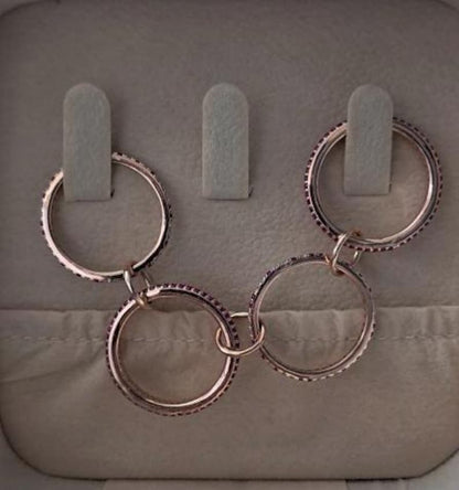 Ruby Diamond Interlocking Band Ring, Sterling Silver Spinner Ring, 14k Rose Gold - devikajewels