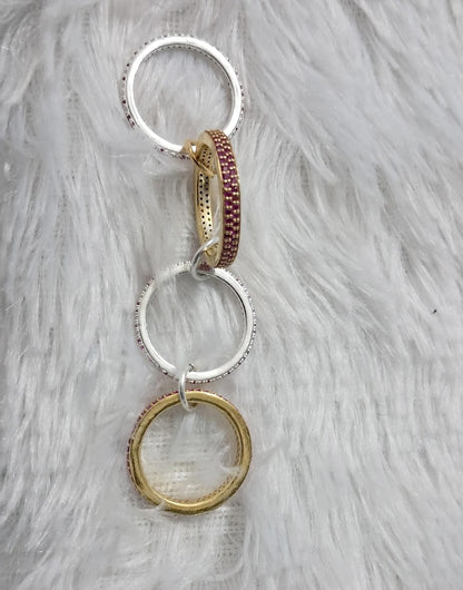 Ruby Diamond Interlocking Band Ring, Sterling Silver Spinner Ring, 14k Rose Gold -devika gems