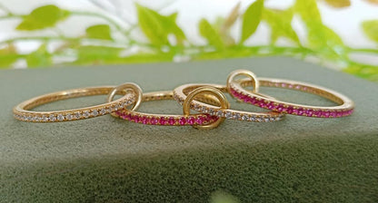 Ruby Diamond Interlocking Spinner Multi linked Band in 925 Silver Handmade Jewelry devika band ring