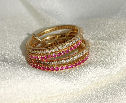 Ruby Diamond Interlocking Spinner Multi linked Band in 925 Silver Handmade Jewelry - jewels