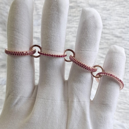 Ruby Interlocked Ring 925 Sterling Silver Eternity Connected Stacking Band  1