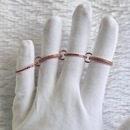 Ruby Interlocked Ring 925 Sterling Silver Eternity Connected Stacking Band  2