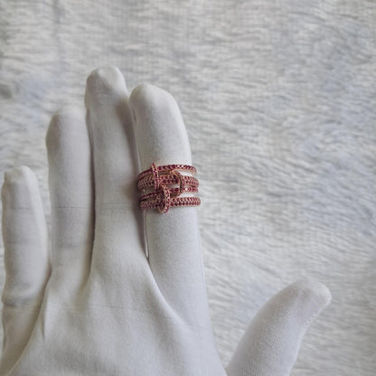 Ruby Interlocked Ring 925 Sterling Silver Eternity Connected Stacking Band  3