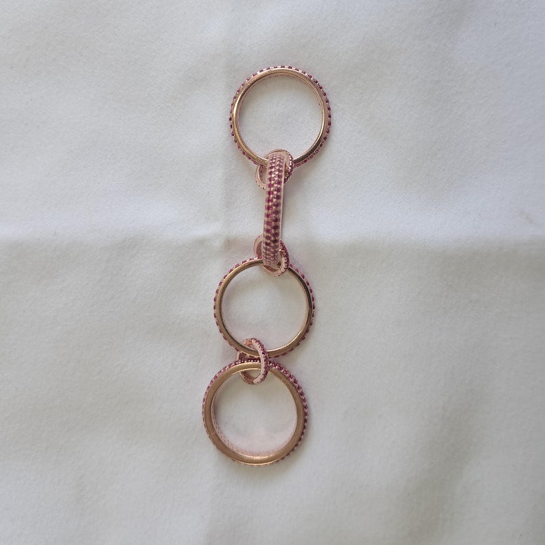 Ruby Interlocked Ring 925 Sterling Silver Eternity Connected Stacking Band  6