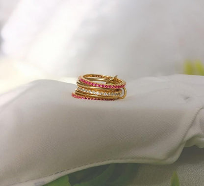 Ruby Interlocking Band 925 Sterling Silver Eternity Band Diamond Connected Stacker Ring 3