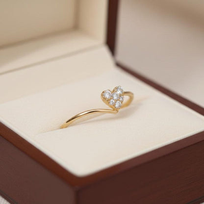 Sterling Silver CZ Heart Ring for Women | Gold Plated Promise Statement Ring 2