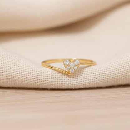 Sterling Silver CZ Heart Ring for Women | Gold Plated Promise Statement Ring 3