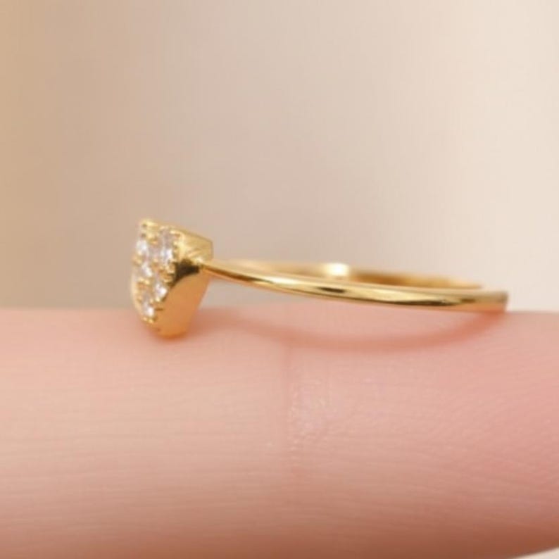 Sterling Silver CZ Heart Ring for Women | Gold Plated Promise Statement Ring 4