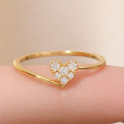 Sterling Silver CZ Heart Ring for Women | Gold Plated Promise Statement Ring 5