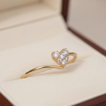 Sterling Silver CZ Heart Ring for Women | Gold Plated Promise Statement Ring 6