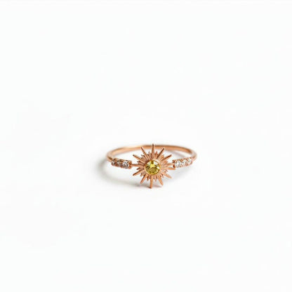 Sunburst Ring Rose Gold | Yellow Sapphire Diamond | Celestial Sun Jewelry gemstonejewelsdevika