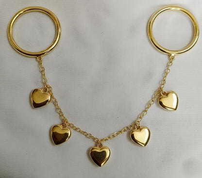 Two Finger Handmade Jewelry Heart Drop Chain Double Band 925 Sterling Silver  devika gestone