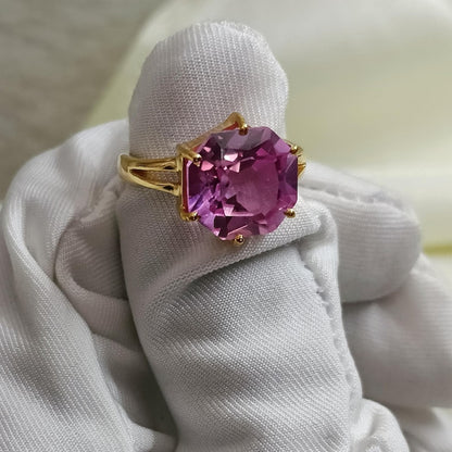 Unique Vintage Solitaire Ruby Ring Hexagon Engagement 925 Silver Jewelry devika