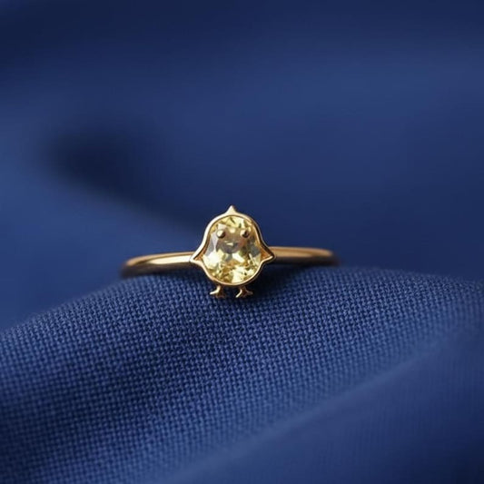 Yellow Chick Ring 14K Gold Plated 925 Sterling Silver, Citrine CZ Bird Ring, Cute Animal Nature Jewelry for Women 5