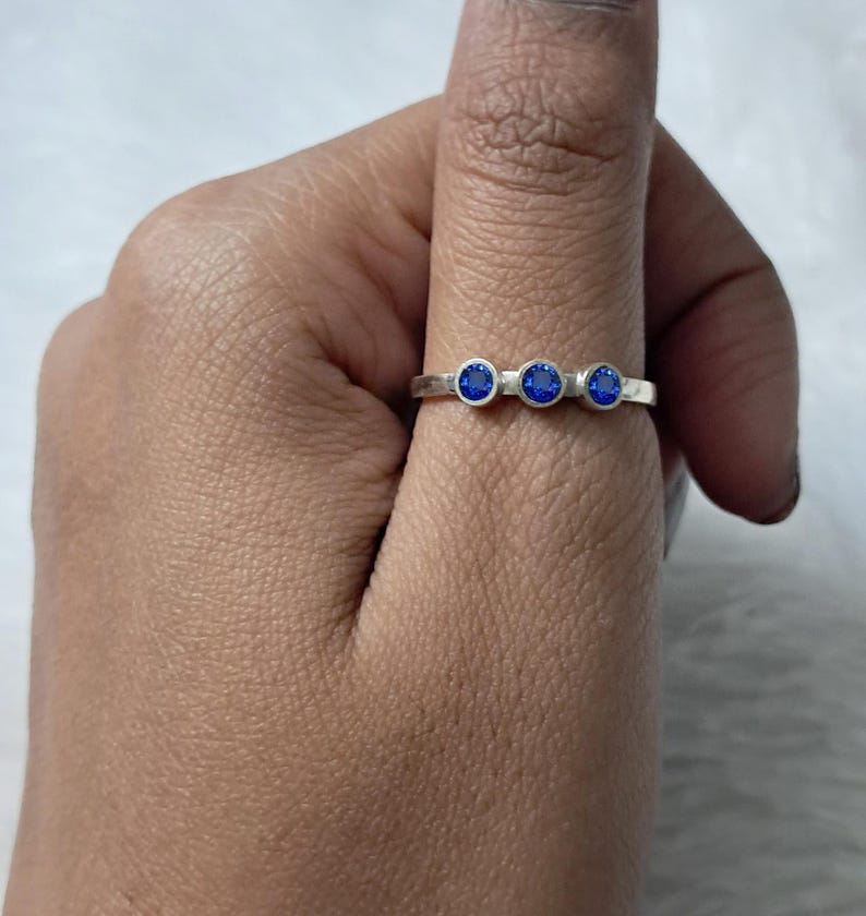 925 Sterling Silver Blue Sapphire Ring – Round Cut 14K Yellow Plated Birthstone Jewelry