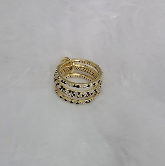 Blue Sapphire Diamond 925 Silver Spinner Ring, Linked Eternity Band