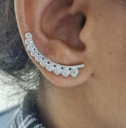 Handmade Diamond Graduation Ear Climber in 925 Sterling Silver – Fine Piercing Jewelry