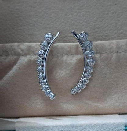 Handmade Diamond Graduation Ear Climber in 925 Sterling Silver – Fine Piercing Jewelry