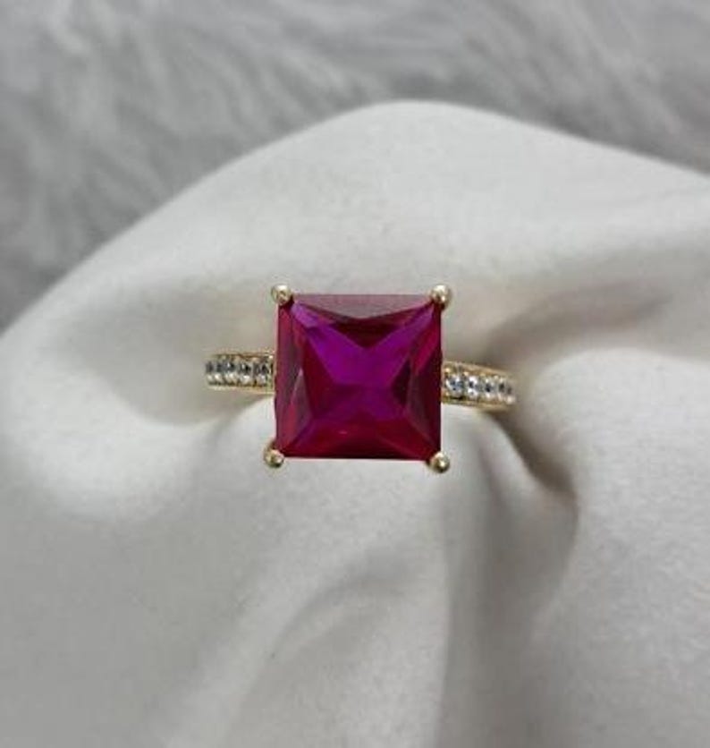 Ruby and Diamond Birthstone Ring, 14k Gold Birthday Gifts, Handmade Fine Christmas Ring