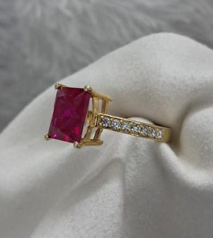 Ruby and Diamond Birthstone Ring, 14k Gold Birthday Gifts, Handmade Fine Christmas Ring