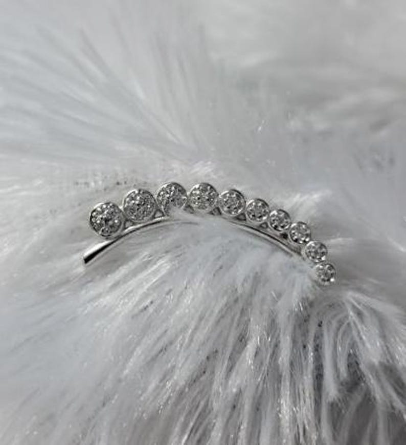 Handmade Diamond Graduation Ear Climber in 925 Sterling Silver – Fine Piercing Jewelry