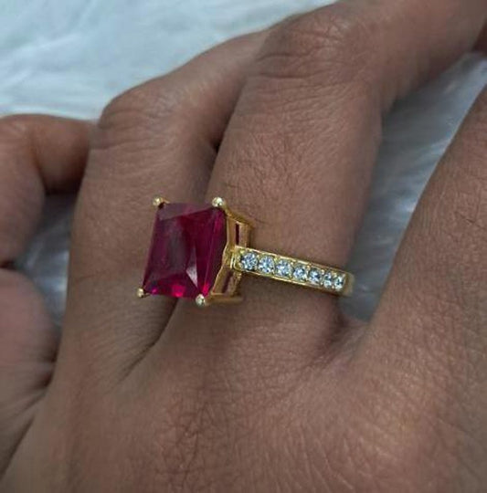 Ruby and Diamond Birthstone Ring, 14k Gold Birthday Gifts, Handmade Fine Christmas Ring
