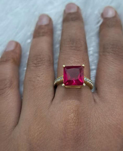 Ruby and Diamond Birthstone Ring, 14k Gold Birthday Gifts, Handmade Fine Christmas Ring